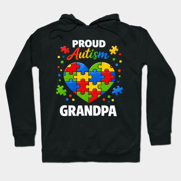 Funny Proud Autism Grandpa Puzzle Heart Support Humor Hoodie by shirtlux