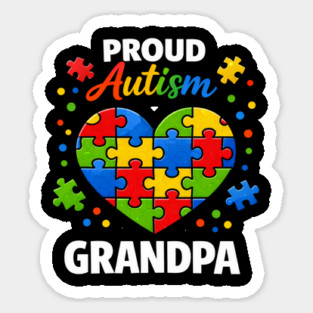 Funny Proud Autism Grandpa Puzzle Heart Support Humor Magnet