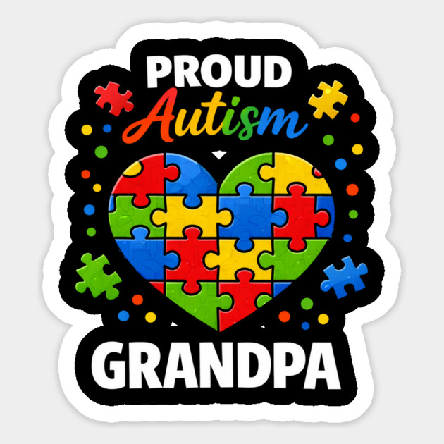 Funny Proud Autism Grandpa Puzzle Heart Support Humor Magnet by shirtlux