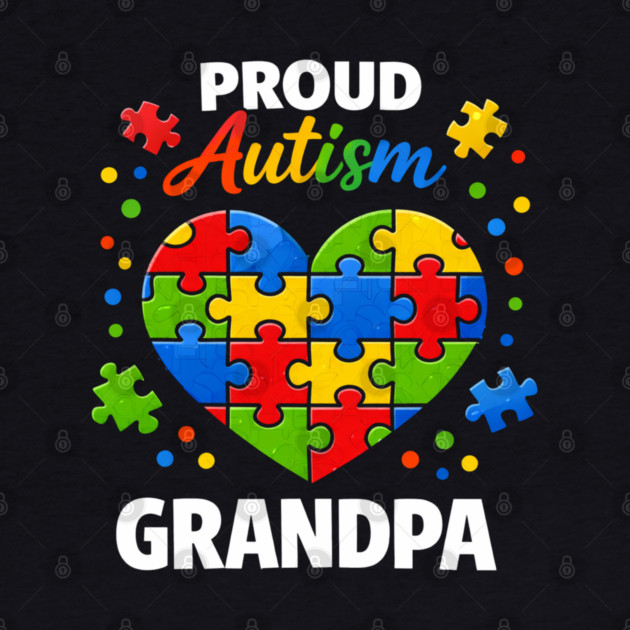 Funny Proud Autism Grandpa Puzzle Heart Support Humor by shirtlux