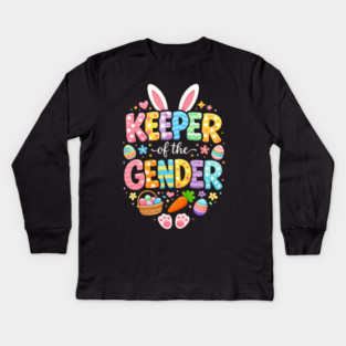 Keeper of The Gender Easter Bunny Rabbit Gender Reveal Party Kids Long Sleeve T-Shirt