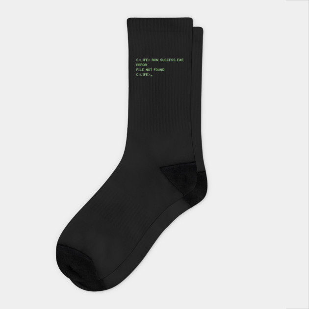 C:\LIFE> RUN SUCCESS.EXE – Retro DOS Computer Humor Socks by CrazyGirl