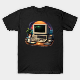 Retro 80s Computer Setup – Vintage Tech Nostalgia T-Shirt