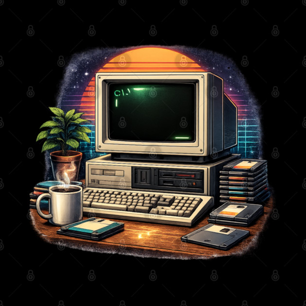 Retro 80s Computer Setup – Vintage Tech Nostalgia by CrazyGirl