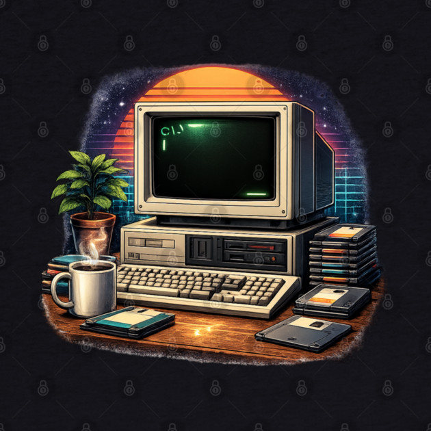 Retro 80s Computer Setup – Vintage Tech Nostalgia by CrazyGirl