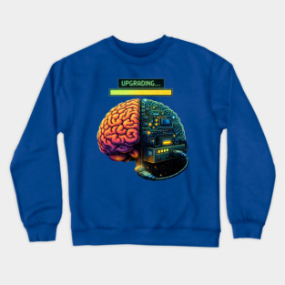 Upgrading Brain – Installing Coffee.EXE | Retro Tech Humor Crewneck Sweatshirt