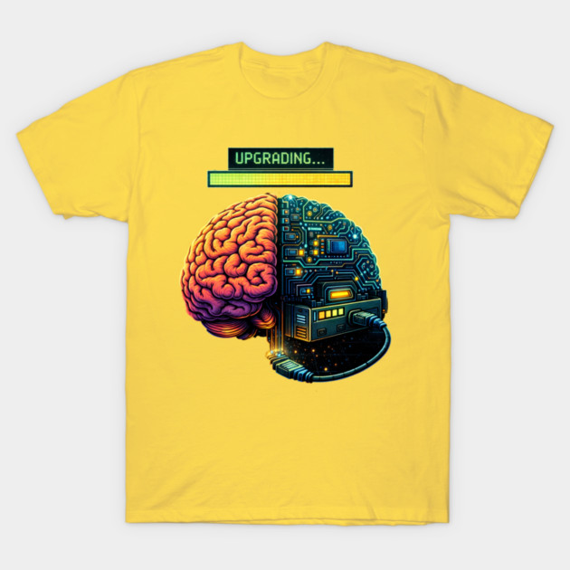 Upgrading Brain – Installing Coffee.EXE | Retro Tech Humor T-Shirt by CrazyGirl