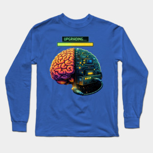 Upgrading Brain – Installing Coffee.EXE | Retro Tech Humor Long Sleeve T-Shirt
