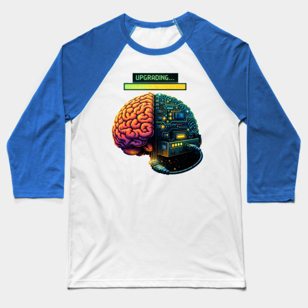 Upgrading Brain – Installing Coffee.EXE | Retro Tech Humor Baseball T-Shirt by CrazyGirl