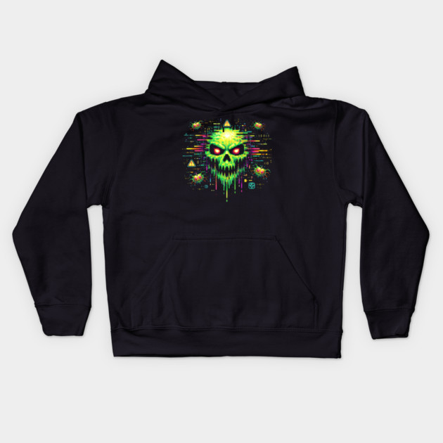 Retro Computer Virus – 8-Bit Digital Nightmare Kids Hoodie by CrazyGirl