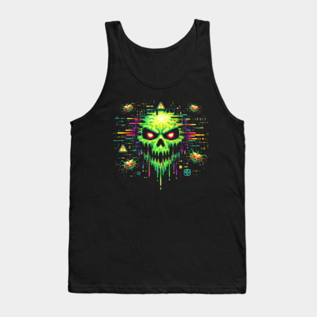 Retro Computer Virus – 8-Bit Digital Nightmare Tank Top by CrazyGirl