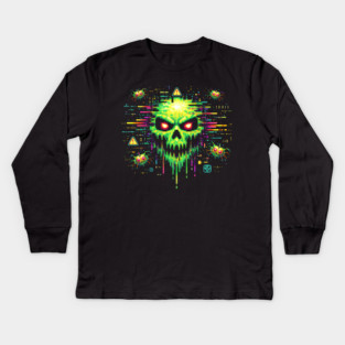 Retro Computer Virus – 8-Bit Digital Nightmare Kids Long Sleeve T-Shirt