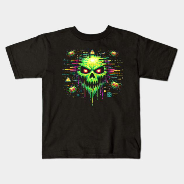 Retro Computer Virus – 8-Bit Digital Nightmare Kids T-Shirt by CrazyGirl