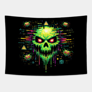 Retro Computer Virus – 8-Bit Digital Nightmare Tapestry