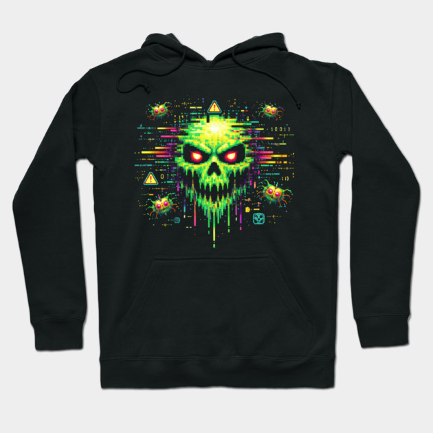 Retro Computer Virus – 8-Bit Digital Nightmare Hoodie by CrazyGirl