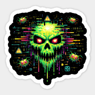 Retro Computer Virus – 8-Bit Digital Nightmare Sticker