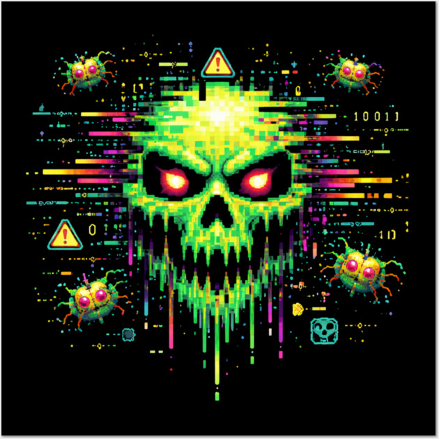 Retro Computer Virus – 8-Bit Digital Nightmare Wall Art by CrazyGirl