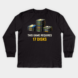 This Game Requires 17 Disks – Retro Gaming Humor Kids Long Sleeve T-Shirt