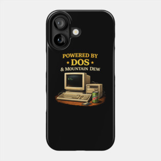 Powered by DOS & Mountain Dew – Retro Programmer Humor Phone Case