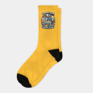 Floppy Disk Social Club – Retro Tech Nerd Humor Socks