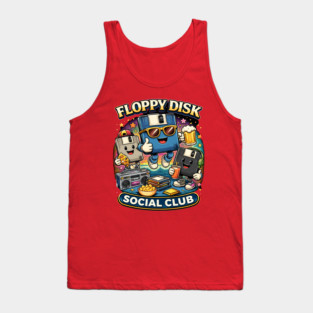 Floppy Disk Social Club – Retro Tech Nerd Humor Tank Top