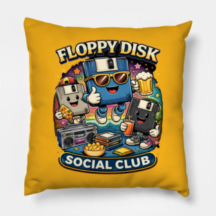 Floppy Disk Social Club – Retro Tech Nerd Humor Pillow