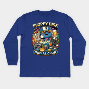 Floppy Disk Social Club – Retro Tech Nerd Humor Kids Long Sleeve T-Shirt