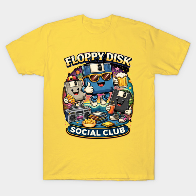 Floppy Disk Social Club – Retro Tech Nerd Humor T-Shirt by CrazyGirl