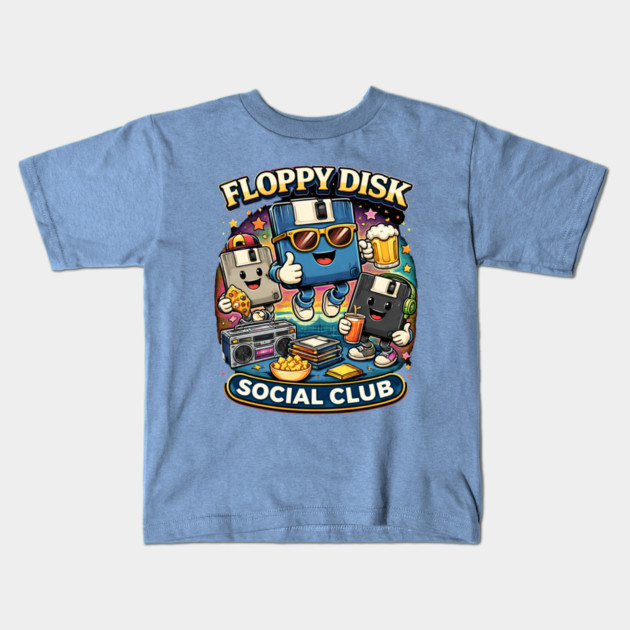 Floppy Disk Social Club – Retro Tech Nerd Humor Kids T-Shirt by CrazyGirl
