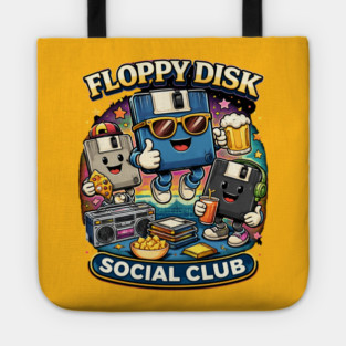 Floppy Disk Social Club – Retro Tech Nerd Humor Tote