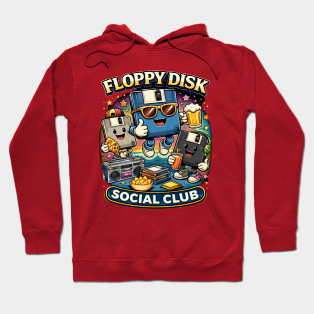 Floppy Disk Social Club – Retro Tech Nerd Humor Hoodie by CrazyGirl