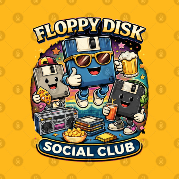 Floppy Disk Social Club – Retro Tech Nerd Humor by CrazyGirl