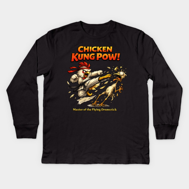 Chicken Kung Pow! Kids Long Sleeve T-Shirt by CrazyGirl