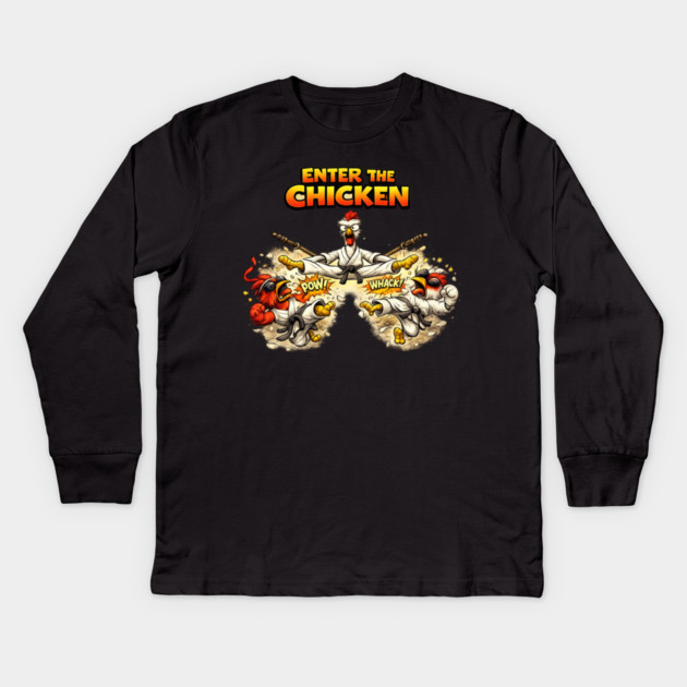Enter the Chicken Kids Long Sleeve T-Shirt by CrazyGirl