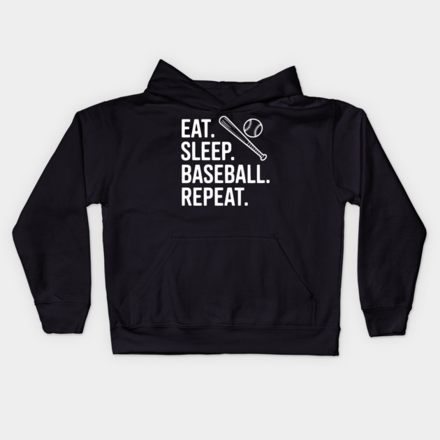 Eat. Sleep. Baseball. Repeat. Kids Hoodie by Frank Ring