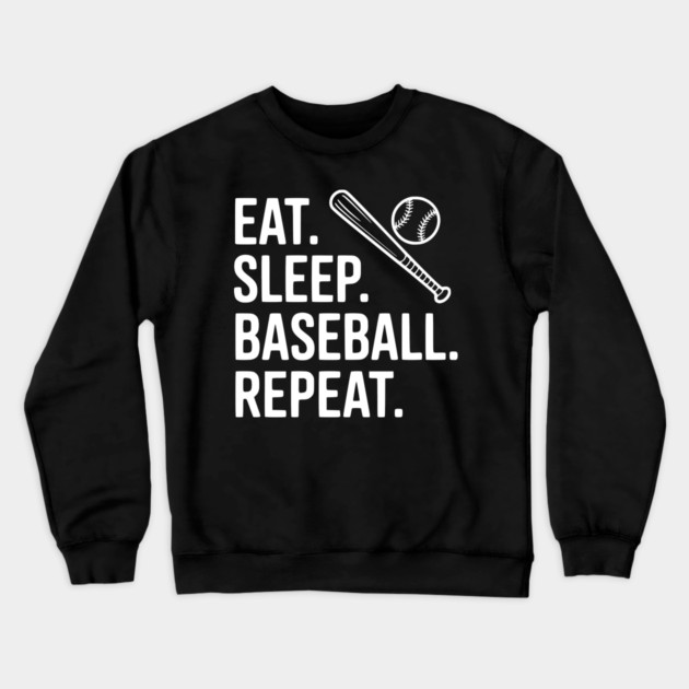 Eat. Sleep. Baseball. Repeat. Crewneck Sweatshirt by Frank Ring
