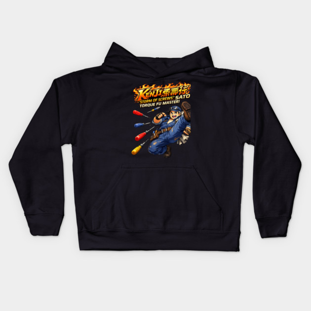 Kenji “Storm of Screws” Sato – Torque Fu Master Kids Hoodie by CrazyGirl