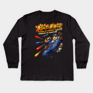 Kenji “Storm of Screws” Sato – Torque Fu Master Kids Long Sleeve T-Shirt