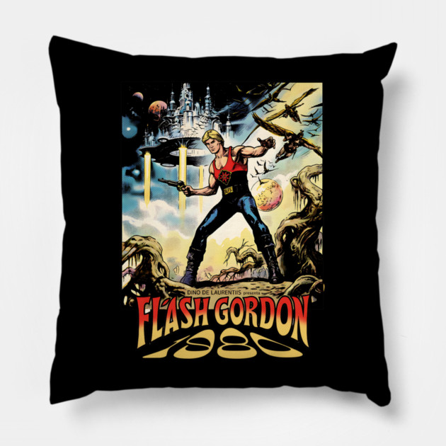 Flash Gordon Comic Movie Poster Design Style 1980 Pillow by Joaddo