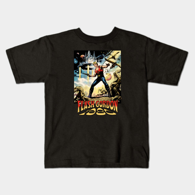 Flash Gordon Comic Movie Poster Design Style 1980 Kids T-Shirt by Joaddo