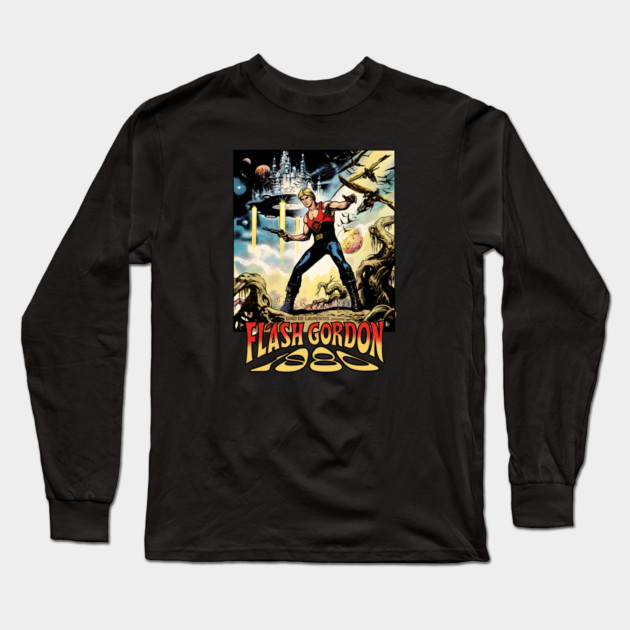 Flash Gordon Comic Movie Poster Design Style 1980 Long Sleeve T-Shirt by Joaddo