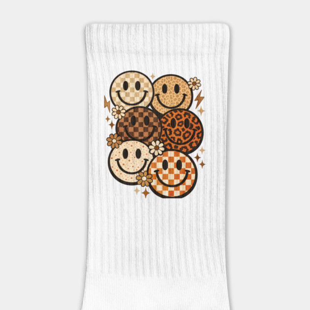 Retro Leopard Checkered Smiley Faces Groovy Boho Happy Vibes by shirtlux