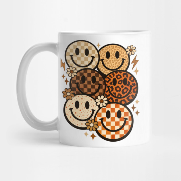 Retro Leopard Checkered Smiley Faces Groovy Boho Happy Vibes by shirtlux
