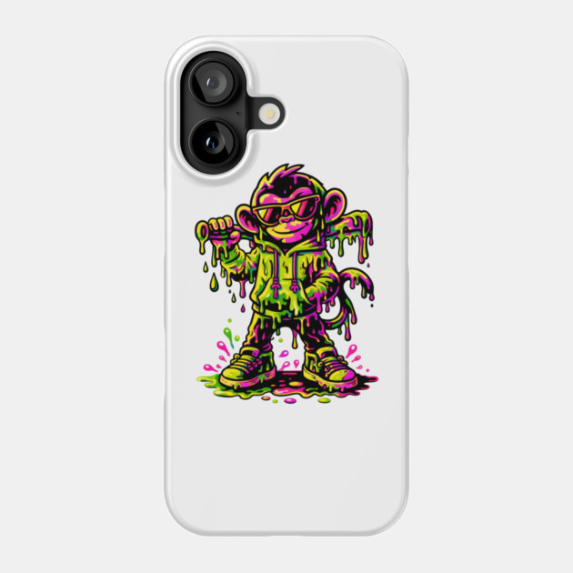 Funky Neon Monkey Dab Dripping Street Graffiti Party Style Phone Case by shirtlux