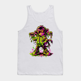 Funky Neon Monkey Dab Dripping Street Graffiti Party Style Tank Top