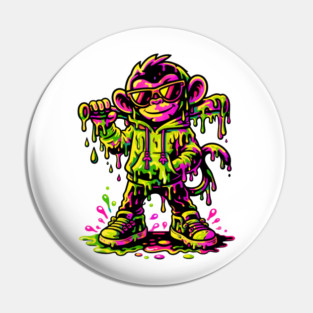 Funky Neon Monkey Dab Dripping Street Graffiti Party Style Pin
