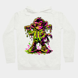 Funky Neon Monkey Dab Dripping Street Graffiti Party Style Hoodie