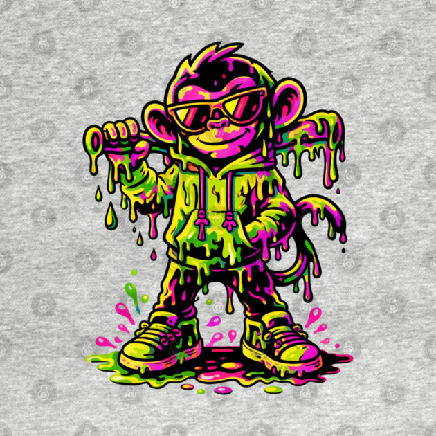 Funky Neon Monkey Dab Dripping Street Graffiti Party Style by shirtlux