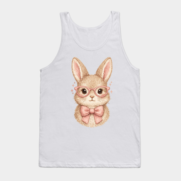 Cute Easter Bunny Glasses Pink Bow Coquette Spring Vibes Tank Top by shirtlux