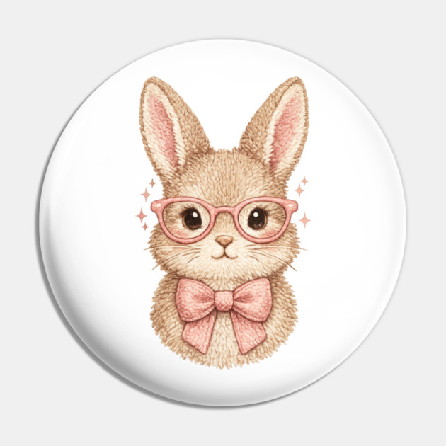 Cute Easter Bunny Glasses Pink Bow Coquette Spring Vibes Pin by shirtlux